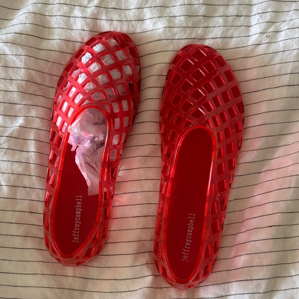 Jeffrey Campbell Red Jellie Flats